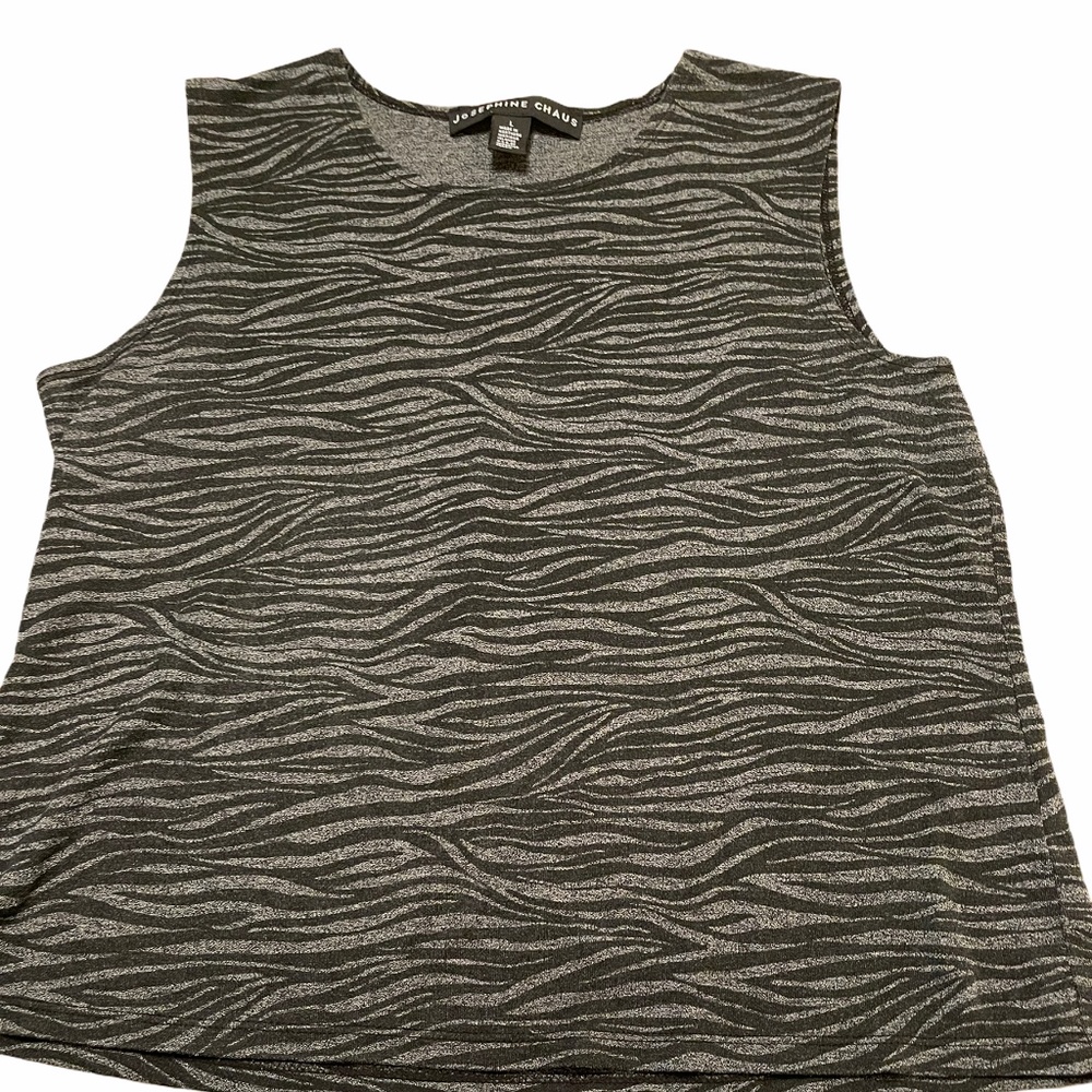 Josephine Chaus animal print tank top black gray L